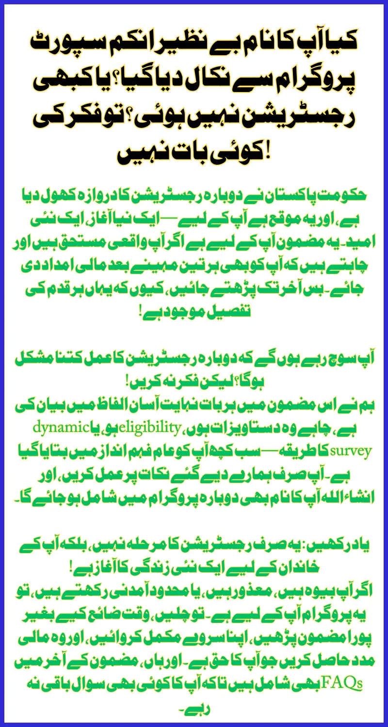 کیا اپ کی بی ائی ایس پی 8171 رقم بند ہو گئی ہے؟ BISP Re-Registration 2025 via Dynamic Survey & Start Receiving Payments Again
