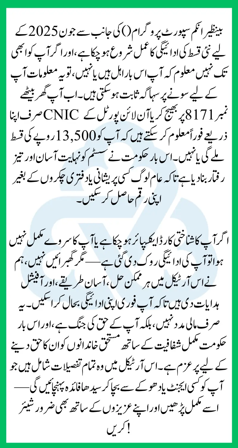 BISP 8171 Eligibility Check June 2025 Complete Details for New Payment Verification